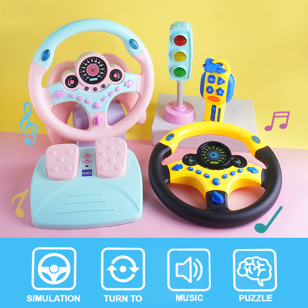 Электрический руль, игрушка со световым звуком для детей, раннее образование, портативная педаль акселератора, светофор, вокальные игрушки