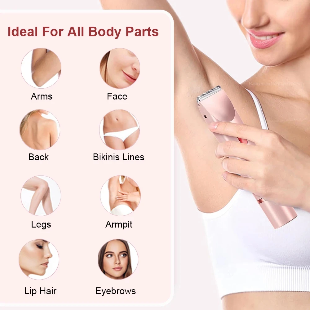 Elektrorasierer für Damen – Ganzkörper-Haarentfernung, Gesichtsbart, Bein, Unterarm, Bikinizone, kabelloses Trimmer-Set