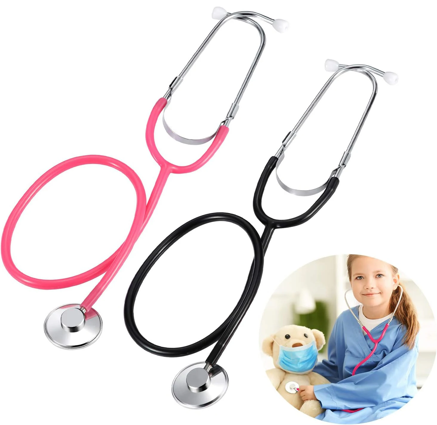 Kids Stethoscope Toy Working Nursing Real Stethoscope Doctor Kit for Kids Role Play Pretend Game Doctor Nurse Costume Accessory