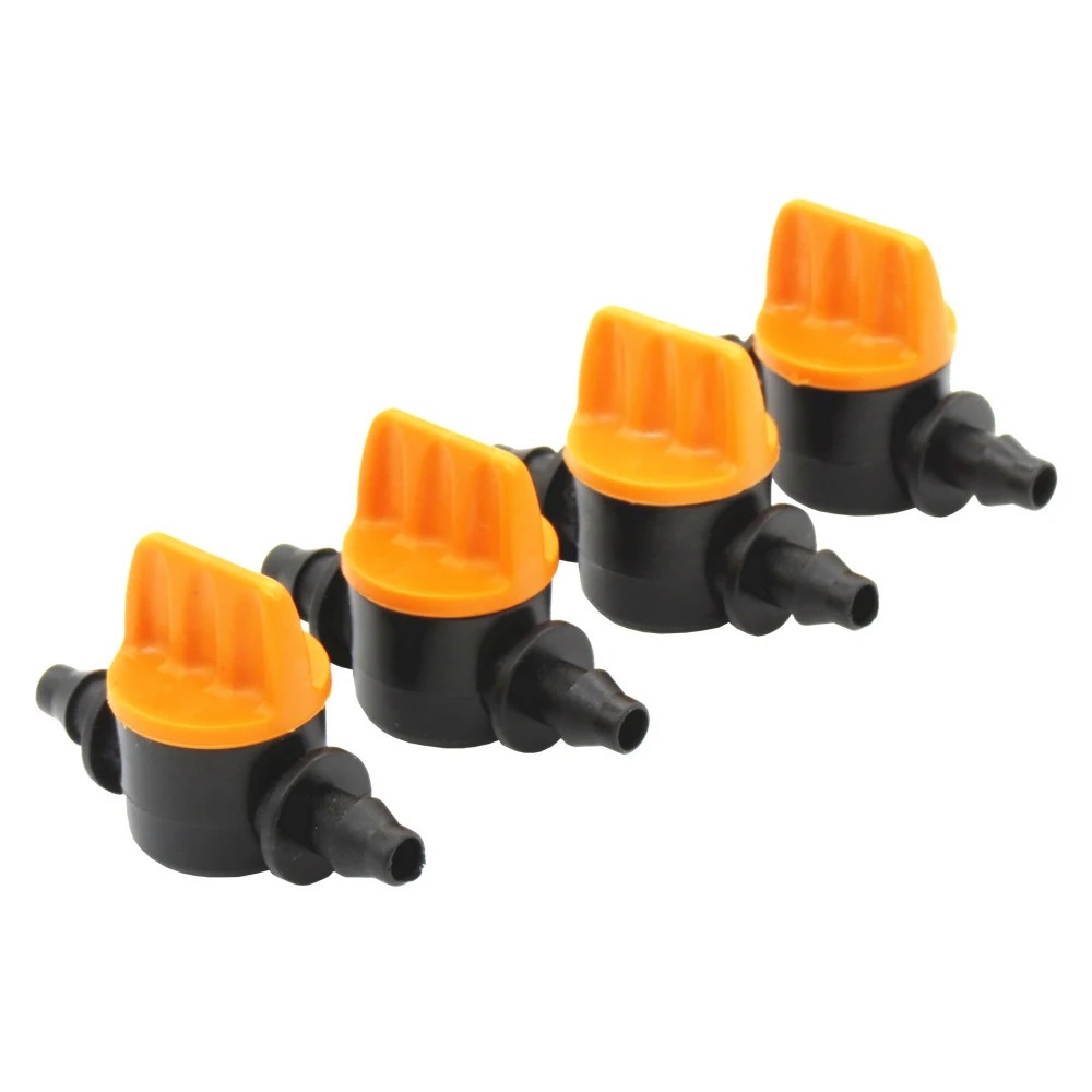 20PCS Pvc Pipe Through Valve Irrigation Double Barb Mini Valve Drip Irrigation Capillary Mini Switch Valve
