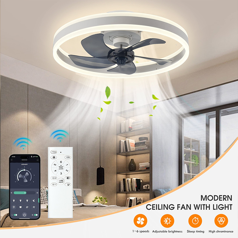 LED Ceiling Light Fan With APP Remot Control Mute Fan Lights DC85-220V Living Room Bedrooms House Decor Home Lighting Fixtures