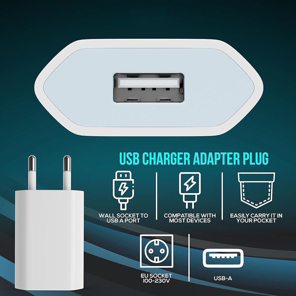 5V/1A USB Home Travel Charger 1-5Pcs EU Plug Power Wall Adapter Mobile Phone Charger Power Adapter For iPhone Samsung Xiaomi 14
