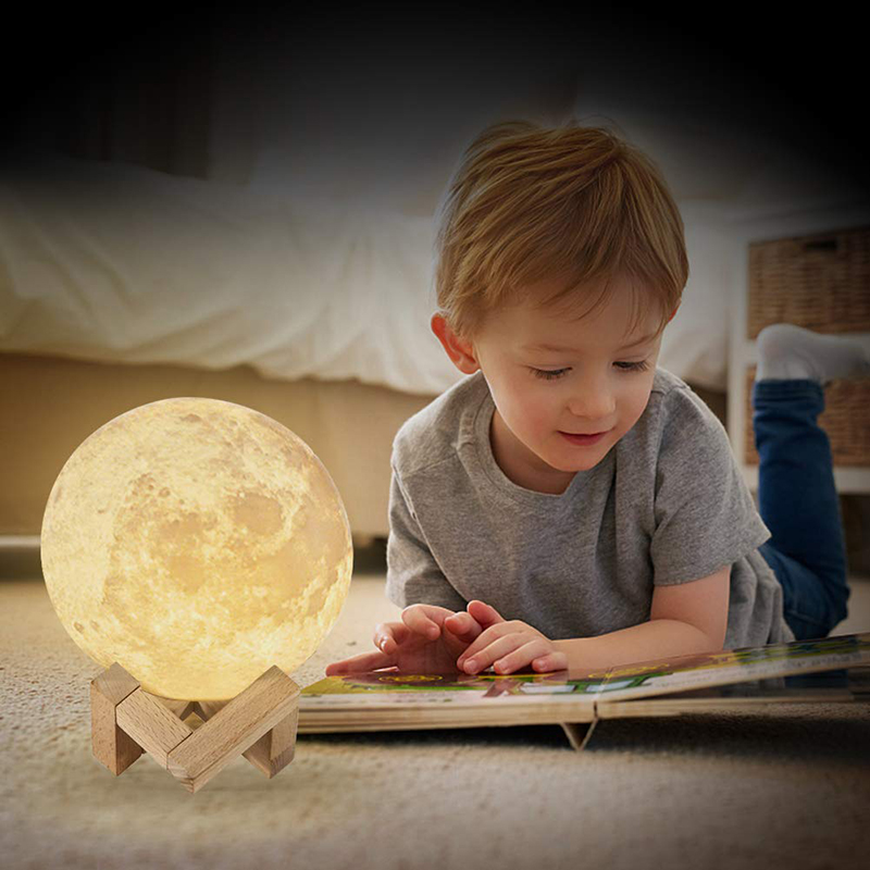 Luz LED nocturna ZK20, lámpara de Luna con estampado 3D, recargable, cambio de Color, luz 3D táctil, lámpara de Luna, luces para niños, lámpara de noche para el hogar