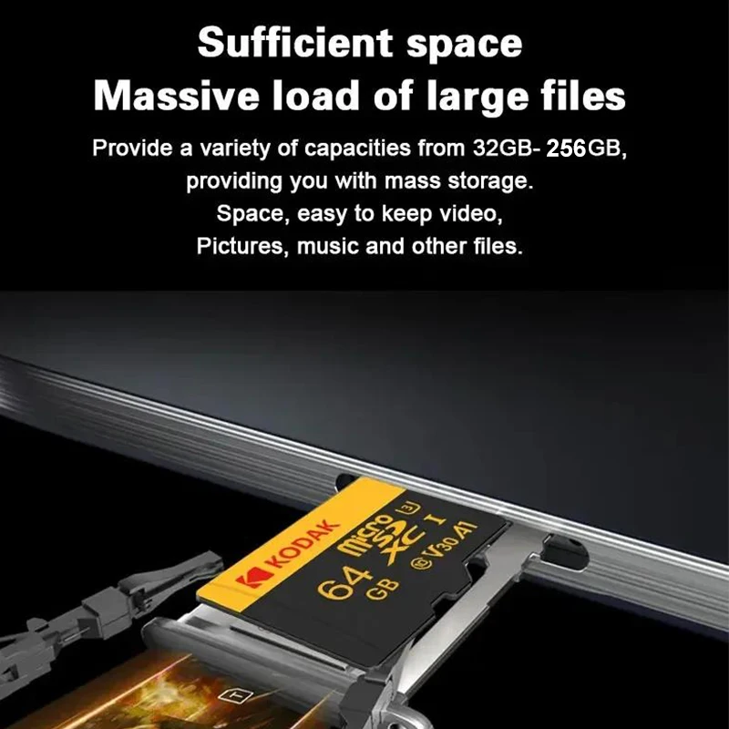 KODAK Micro SD 512GB 256GB Memory Card UP TO 100MB/s C10 U3 32GB 64GB 128GB TF Card 4K HD For USB Card Reader Adapter Microsd