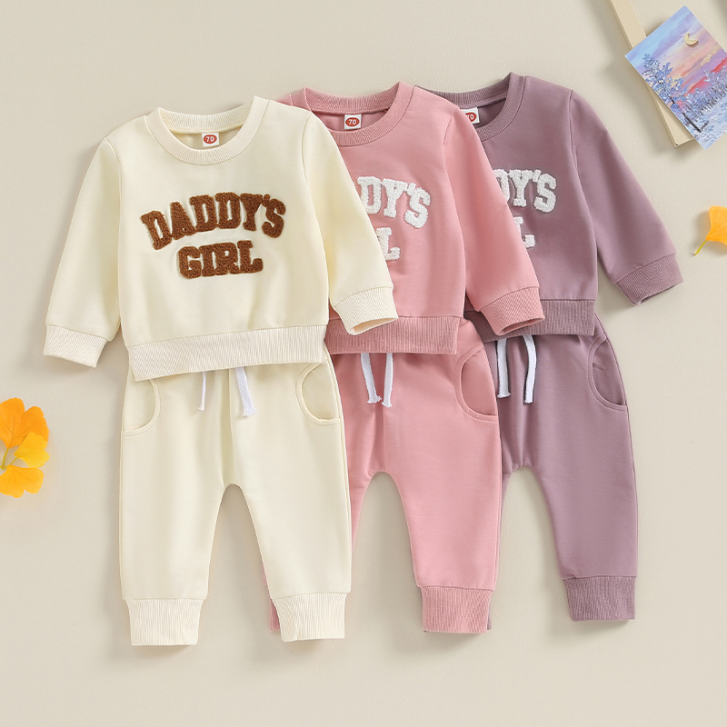 2023-08-08 Lioraitiin 0-3T trajes de sudor para niñas recién nacidas sudadera con estampado de letras pantalones largos Otoño Invierno conjunto de ropa para bebés