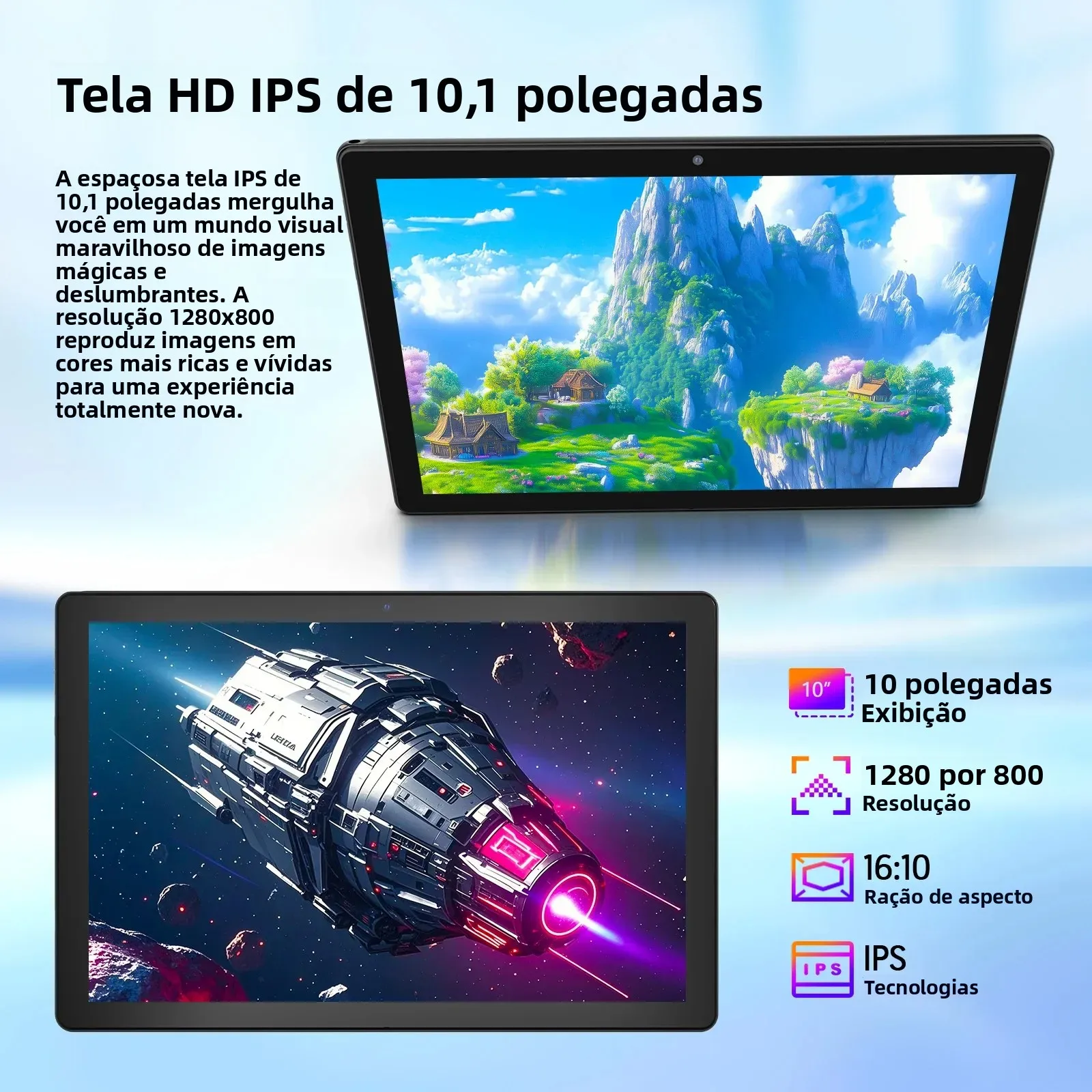 BAKEN Tablet Android 15 de 10 polegadas, processador quad-core, 12 GB (expansão 3 + 9) RAM + armazenamento de 64 GB, 5G WiFi, câmeras duplas 1280 * 800