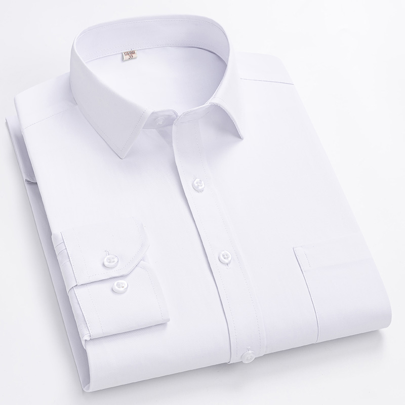 Camicia formale da uomo a maniche lunghe S ~ 8XL Camicie bianche da ufficio oversize a righe tinta unita antirughe e non stirabili