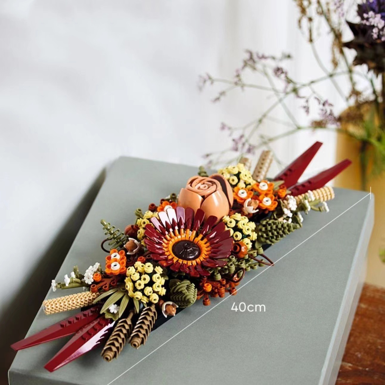 새로운 꽃 꽃다발 빌딩 블록 말린 꽃 벽 장식과 호환되는 다채로운 Gerbera 모델 어린이 크리스마스 선물 10031