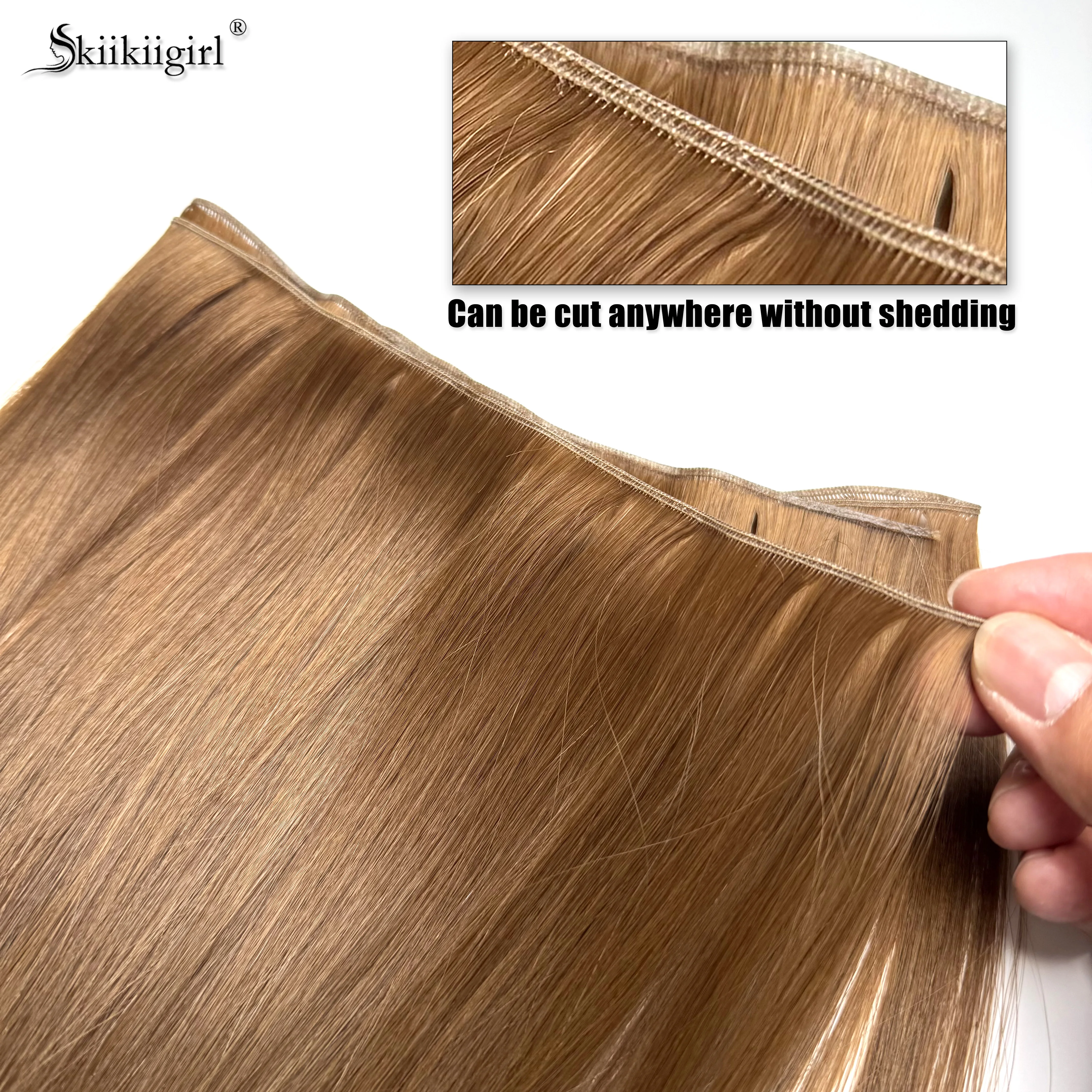 Genius Weft doczepy z ludzkich włosów 100G podwójnie ciągnione blond pasma niewidoczne proste dziewicze włosy wątek pełna końcówka najwyższej jakości