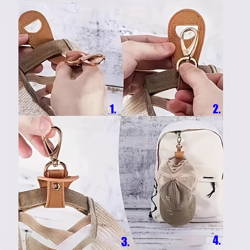 Pu Leather Handbag Hook, Prevent Hat Loss. Space-Saving Sun Hat Storage Clip, Perfect For Outdoor Activities.