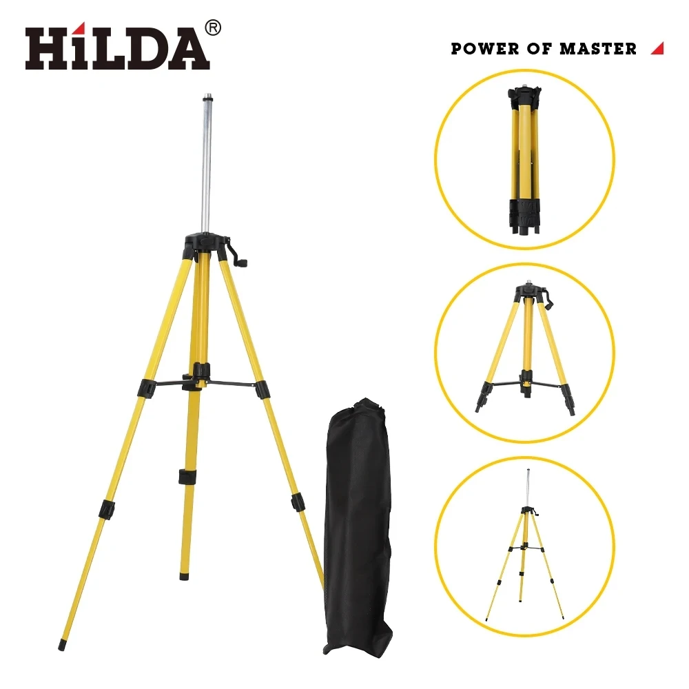 HILDA 1.2M 5/8 Inch Adjustable Height Thick Ferroalloy Tripod Laser Level Stand Base for Self Leveling