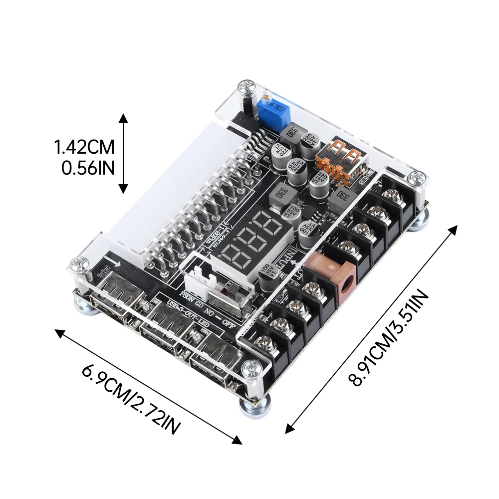 20/24 Pin Atx Power Adapter Board Power Module Adapter Adjustable Voltage With Red Digital Display Support For Pd2.0/Pd3.0
