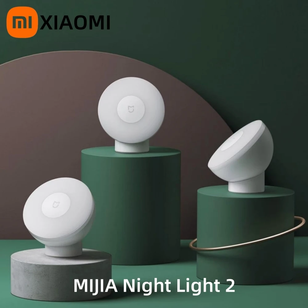 Oryginalna lampka nocna XIAOMI Mijia wersja 2, czujnik ruchu, regulowana jasność, inteligentny czujnik światła człowieka, lampka nocna do sypialni