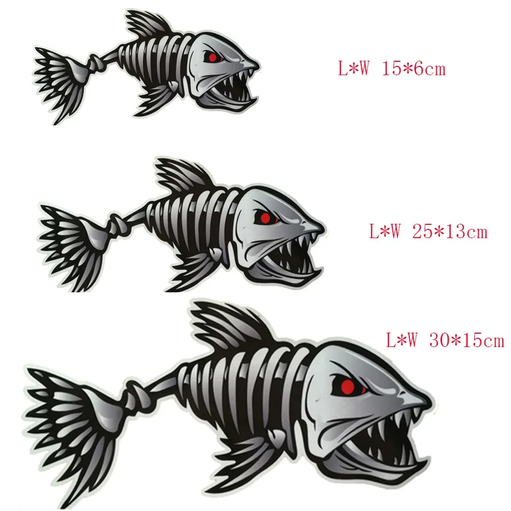 2 개/대 무서운 물고기 해골 카약 스티커 카누 딩기 해양 보트 자동차 트럭 방수 세련된 스티커