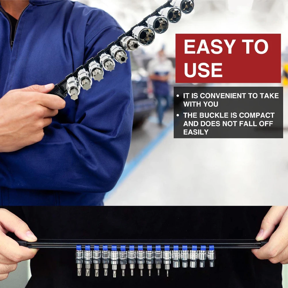 ABS Socket Wrenchs Holder Adjustable Finisher 1/4 3/8 1/2 Storage Mountable Sliding Stand Sleeve Rail Rack Tool