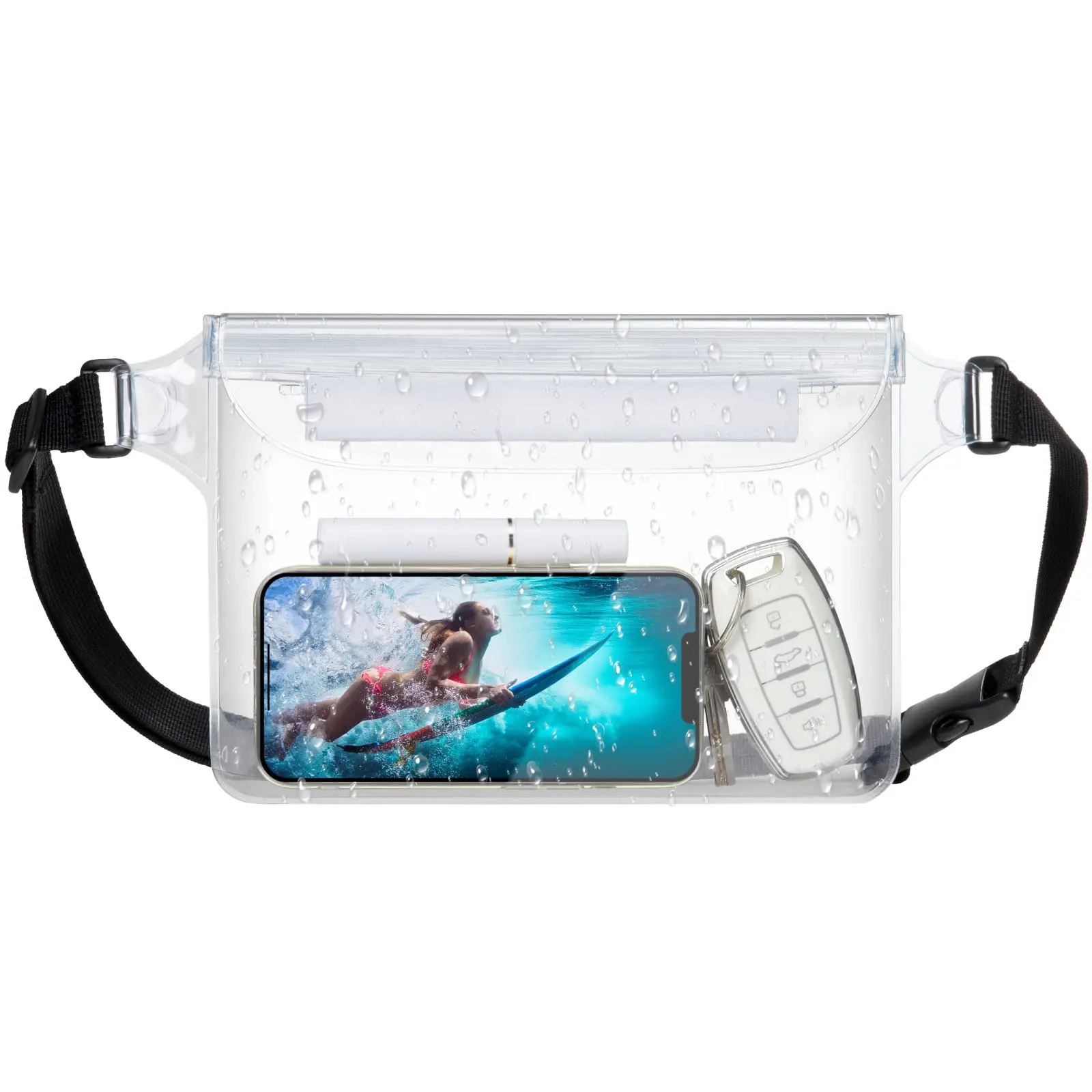 Bolsa impermeable para teléfono con correa de cintura ajustable, bolsa seca para mantener los objetos de valor del teléfono seguro para playa, natación, kayak, canotaje, pesca