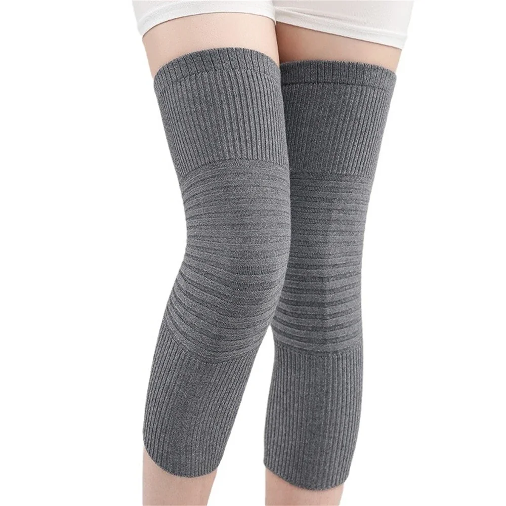 Rodilleras cálidas de punto de Cachemira para otoño e invierno, mallas a prueba de frío, calentador de piernas grueso Unisex a prueba de viento, funda protectora de rodilla