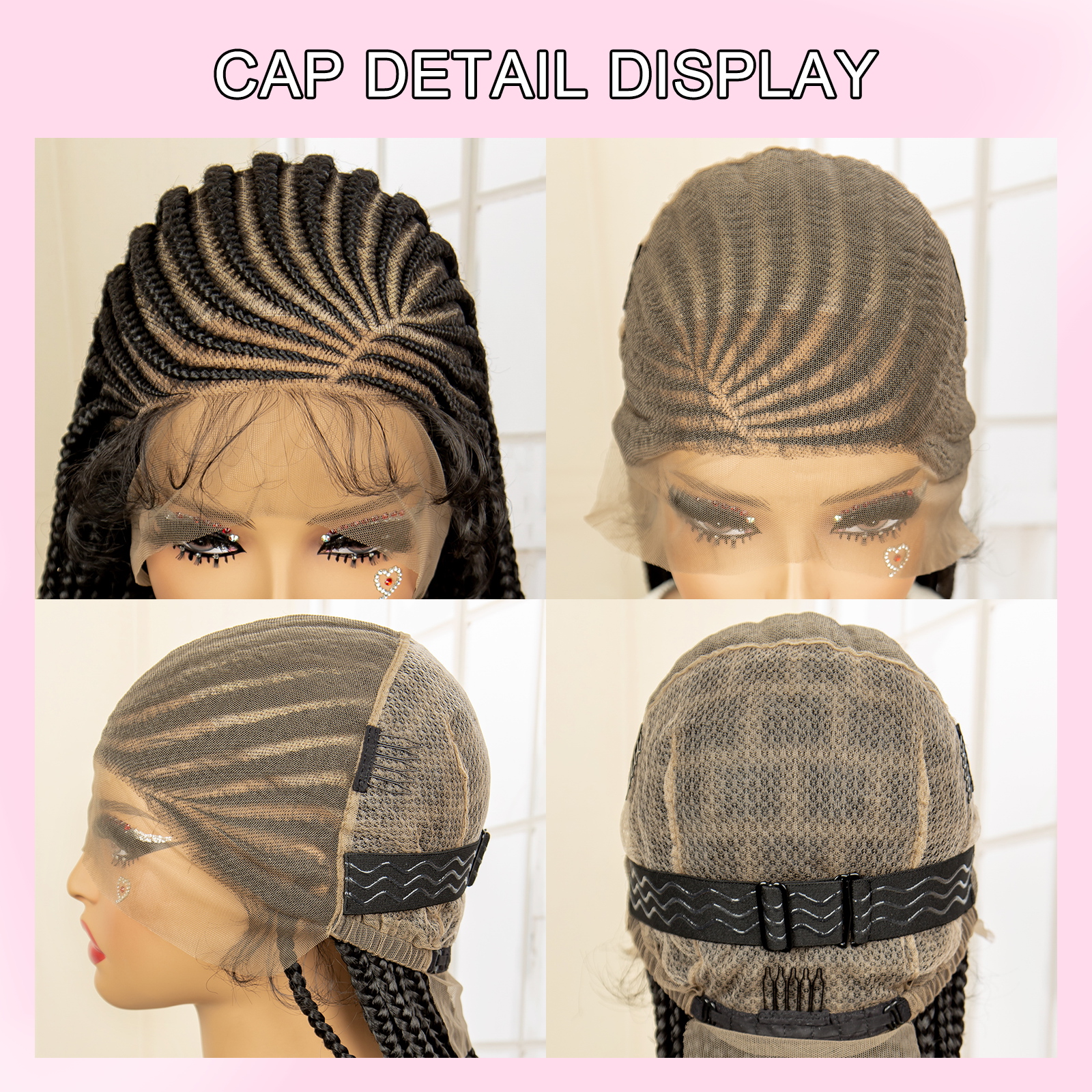 Perucas trançadas de cornrow de renda completa para mulheres negras feitas à mão peruca longa sintética trançada com cabelo de bebê perucas trançadas dianteiras de renda