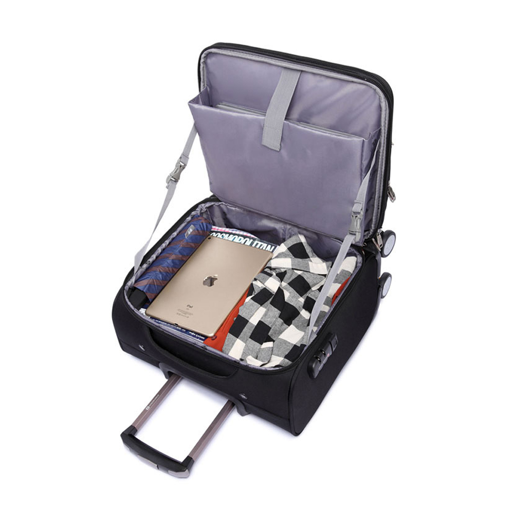 New Nylon Dark Black Men/Women Telescopic Pull Rod Travel Suitcase 20 Inches Luggage With Spinner