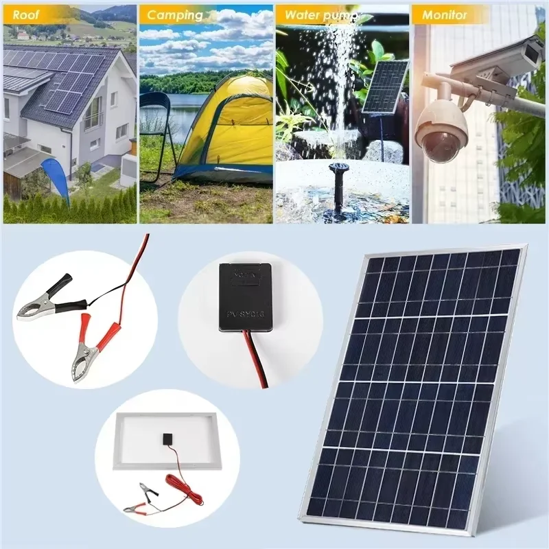 300 W 12 V Solarpanel-Set, kompletter polykristalliner USB-Stromversorgung, tragbarer, wiederaufladbarer Solarzellen-Solargenerator für den Außenbereich für Zuhause