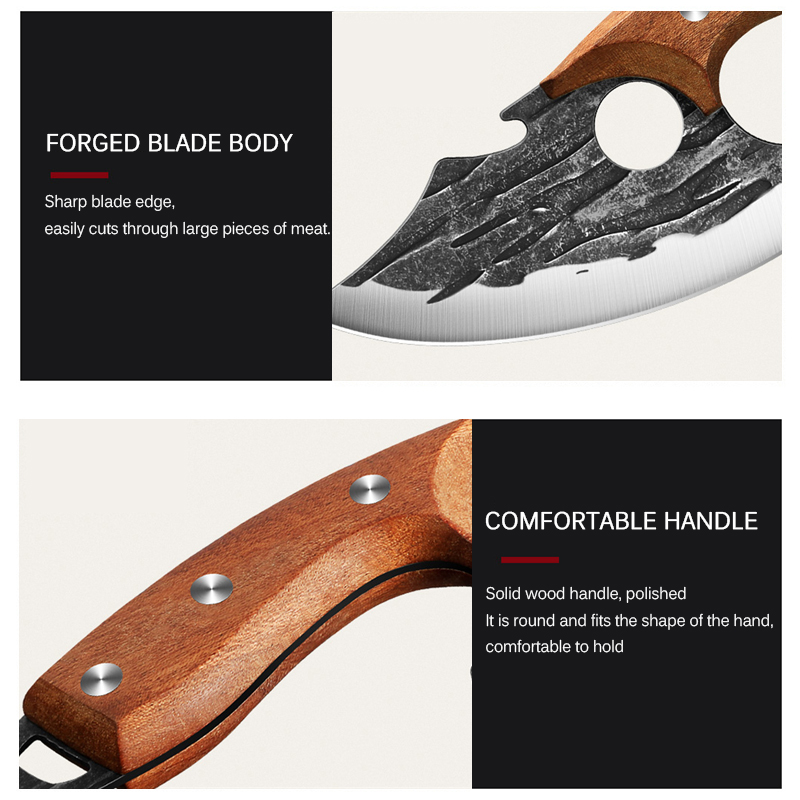 Coltelli per disossare Mannaia Coltello da cucina forgiato a mano Manico in legno Coltello da macellaio Coltello da cucina in acciaio inossidabile Gadget da cucina