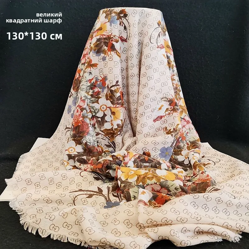 Large Size awl Ethnic Sle Women's Scarf Desert Travel Sunscreen Windproof Cotton Material Floral Print Summer Scarf