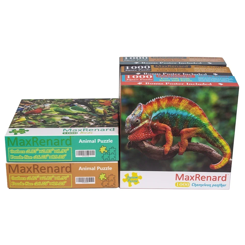 MaxRenard Xếp Hình 1000 Miếng Ghép Cho Người Lớn Chơi Xếp Hình Ghép Hình 48*69Cm Lắp Ráp Tắc Kè Hoa Động Vật Xếp Hình Đồ Chơi Cho Con Trưởng Thành Họ trò Chơi