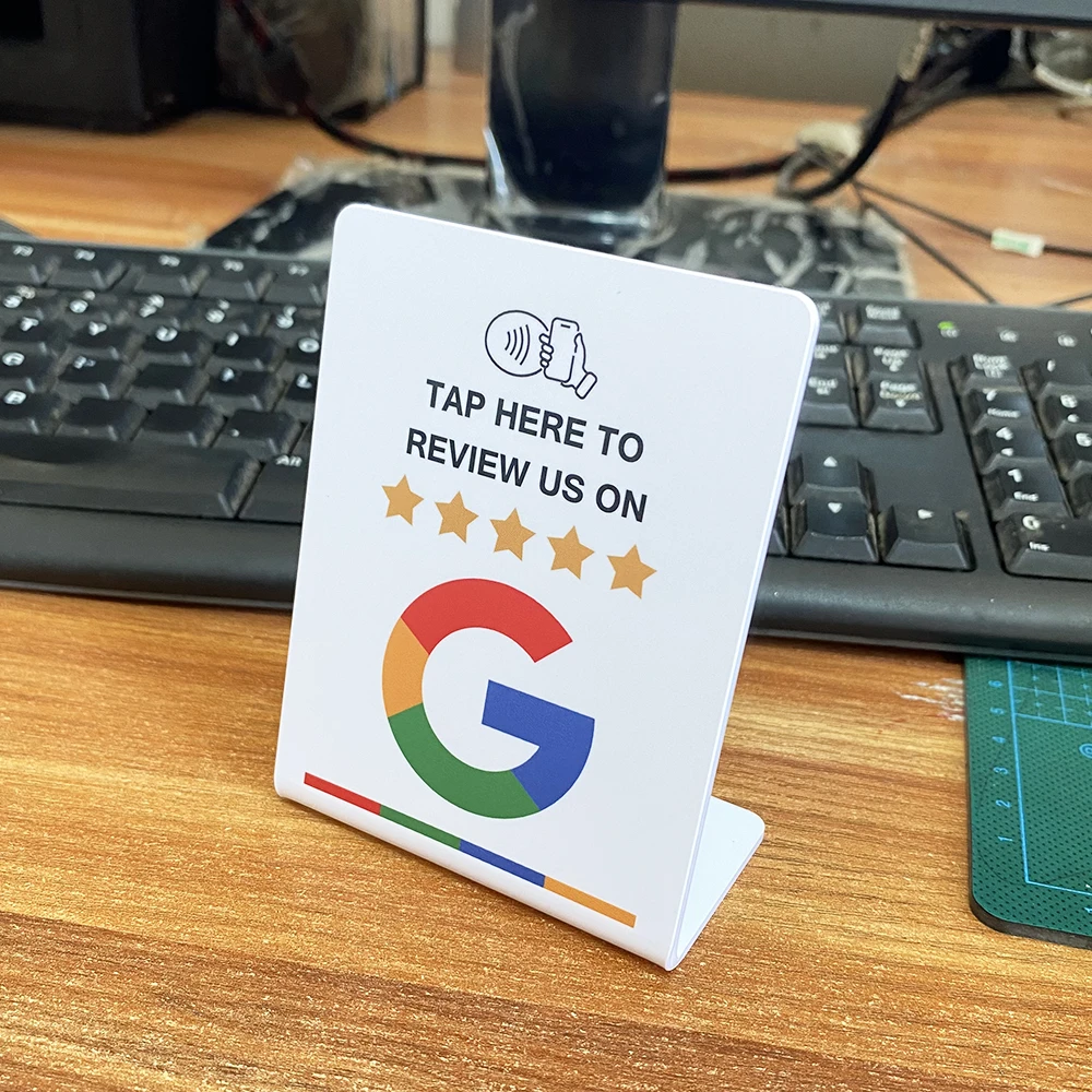 3 "X4" อังกฤษเยอรมันฝรั่งเศสสเปน NFC รีวิวจาก Google ลงชื่อเข้าใช้เพิ่มชื่อเสียงได้อย่างรวดเร็ว Google Review Card NFC Station Stand