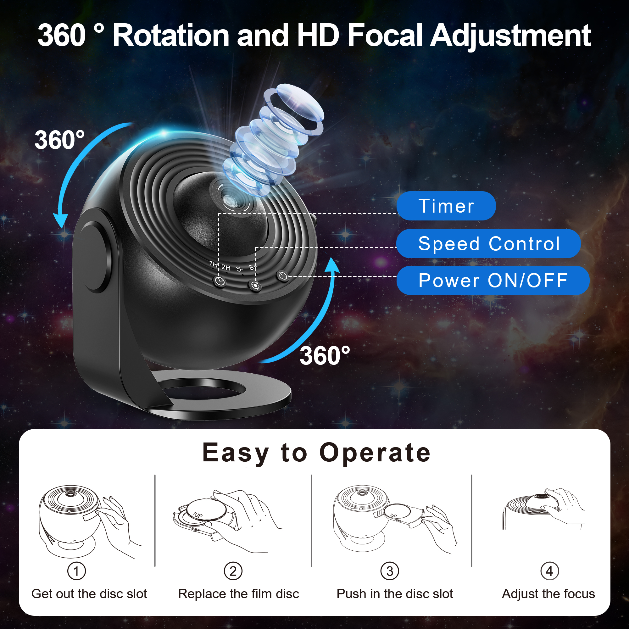 13 in 1 Star Ceiling Projector Planetarium 360° Rotating Night Light Projector Sky Star with Solar System Moon Nebula Galaxy Cosmonaut Projector for Kids Adults