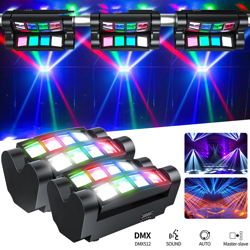 2025 mini luz led 8x3w rgbw movendo a cabeça luz led aranha feixe de iluminação palco dmx 512 luz aranha boa para dj boate festa