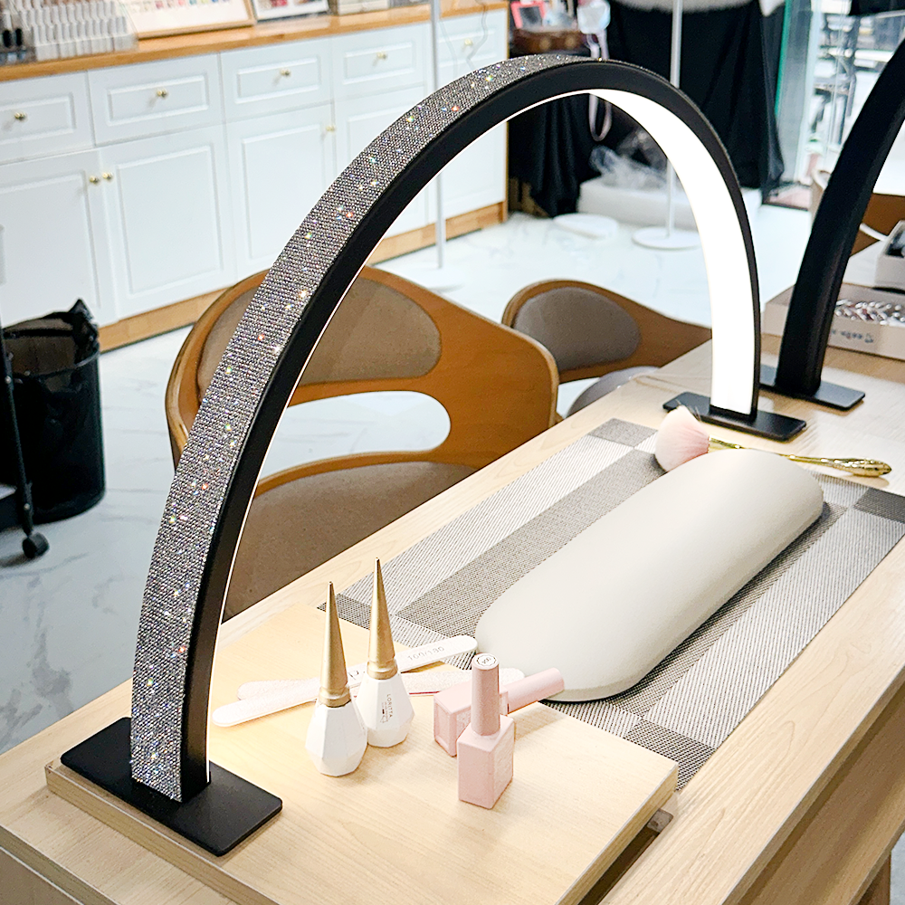 Lámpara de media luna de 48W para escritorio de uñas regulable 3000-6000K maquillaje manicura salón de belleza luz LED manicura lámpara de uñas de media luna