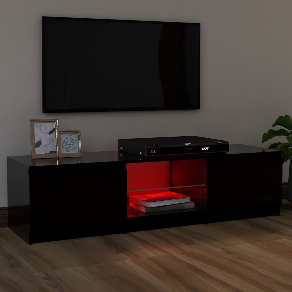 Armoire TV avec éclairage LED, noir, 120x30x35,5 cm