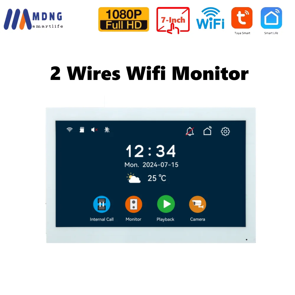 1080P Tuya Smart WIFI Deurbel Camera Appartement Video-intercom 2 Draden 7/10 Inch Draadloze WIFI IPS Touch Monitor 5-in-1 Ontgrendelen