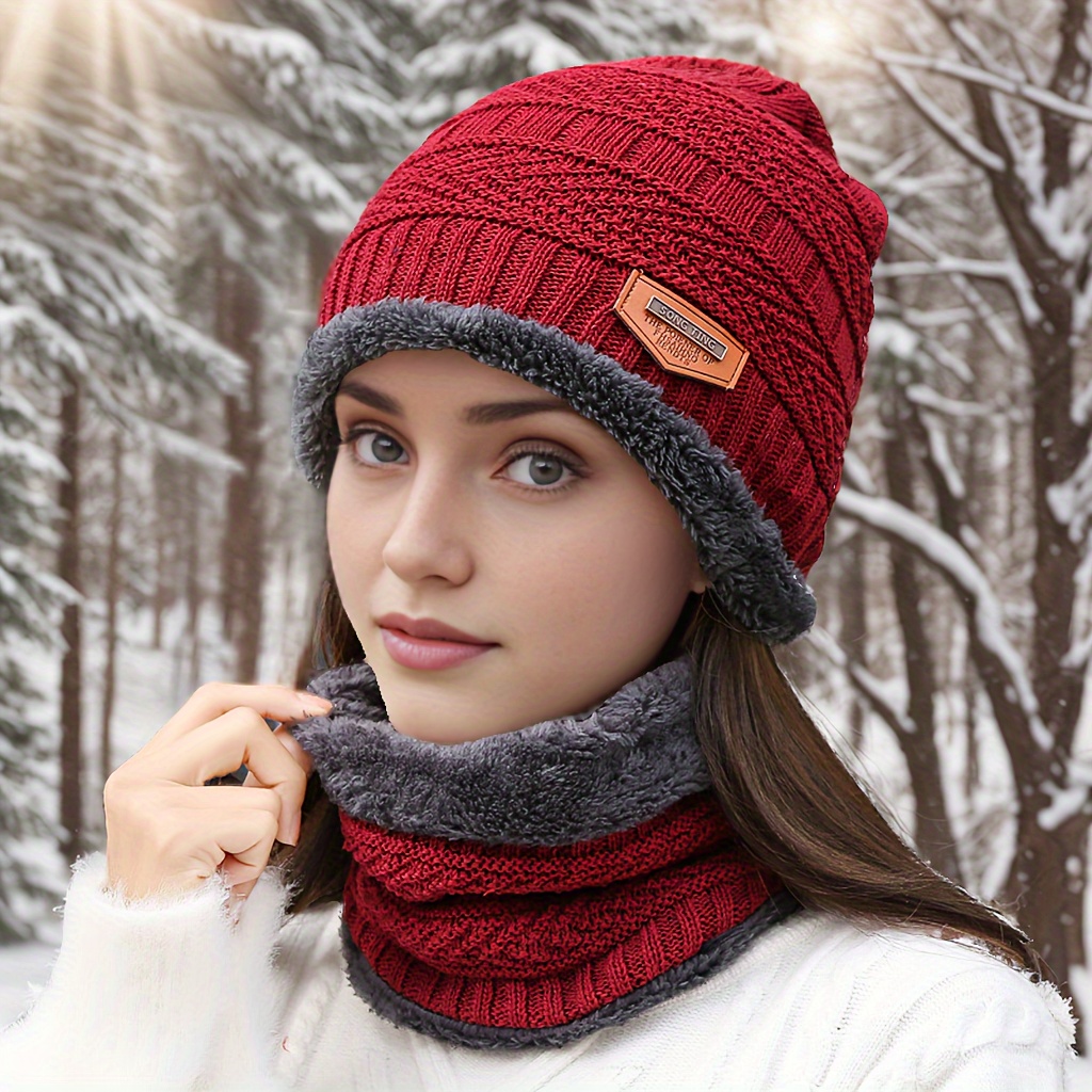 Scarf hat winter classic anti cold elastic hat Knitted Hat Scarf Set Thickened Neck Scarf Neck Warmer Hat Set for Mans