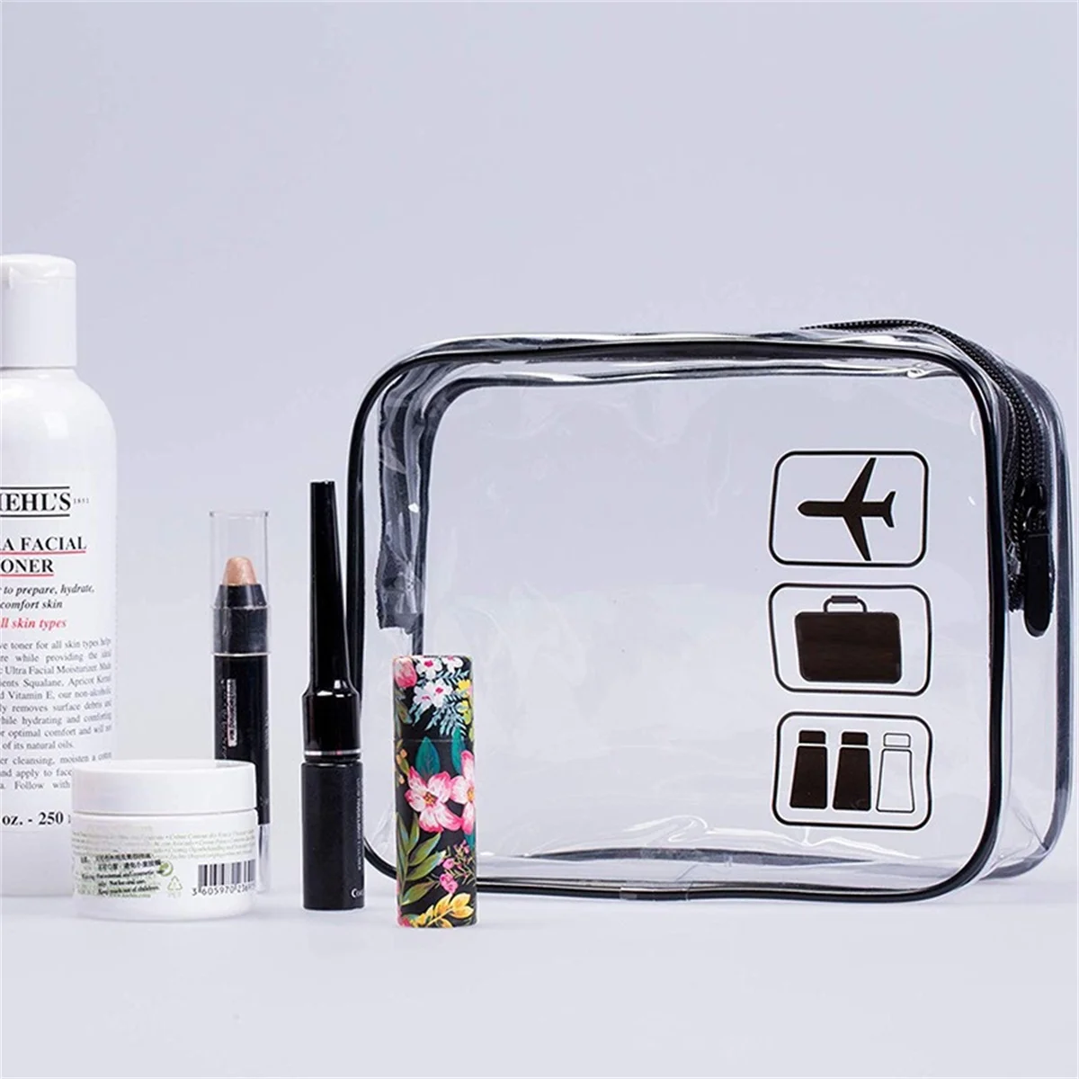 Borsa da viaggio da viaggio approvata TSA da toilette trasparente da 1 pezzo, borsa conforme per accessori per l'aviazione dell'aeroporto, dimensioni Quart da donna e M