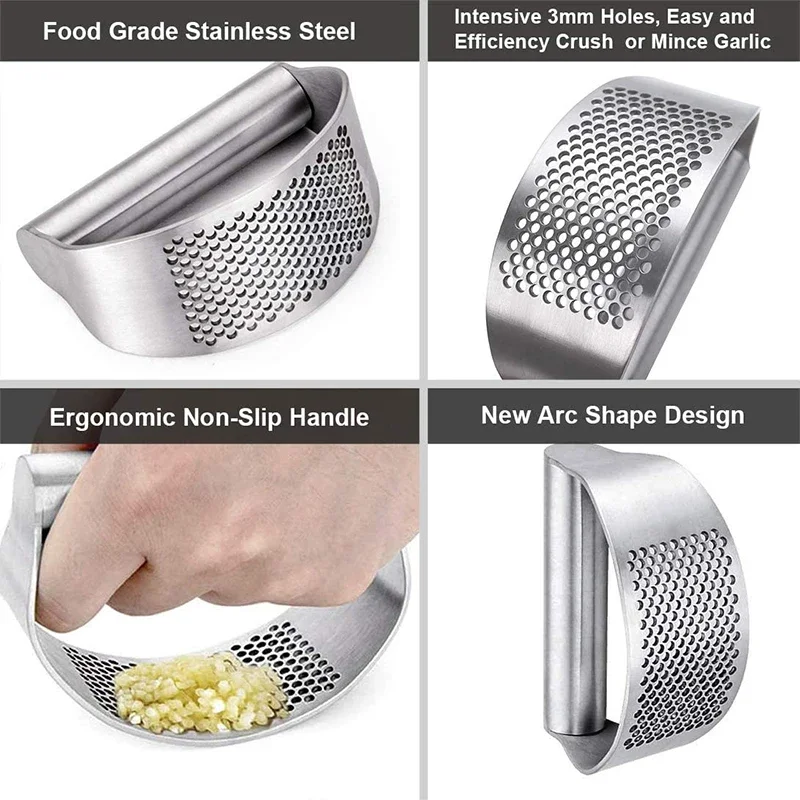 อัพเกรดสแตนเลสสตีลกระเทียมกด Squeezer คู่มือกระเทียมขิง Rocker Crusher กระเทียมตัดสับเครื่องมือ Gadgets ครัว