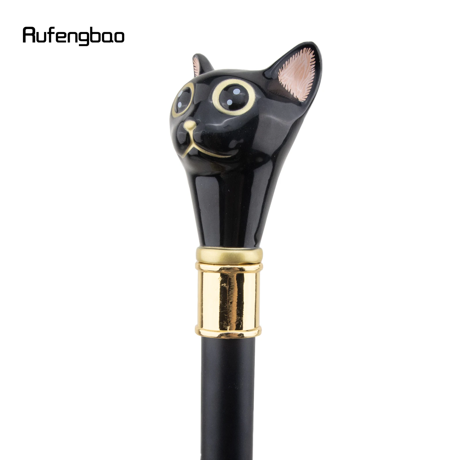 Schwarz goldene Katze Gentleman Kätzchen Gehstock Mode Gehstock Gentleman Crosier Knopf Gehstock 93cm