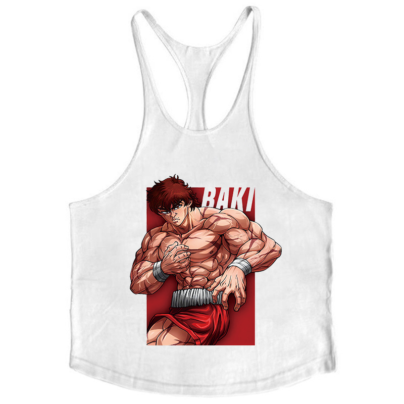 Baki gráfico algodão regata para homens verão sem mangas y-back colete ginásio treinamento muscular atlético treino undershirt activewear
