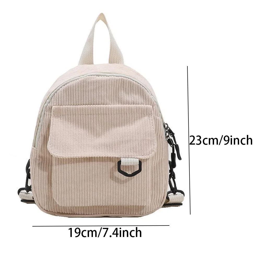 Mini mochila para mujer, morral escolar duradero de pana de Color sólido a la moda, pequeño, sencillo, informal, para viajar, gran capacidad