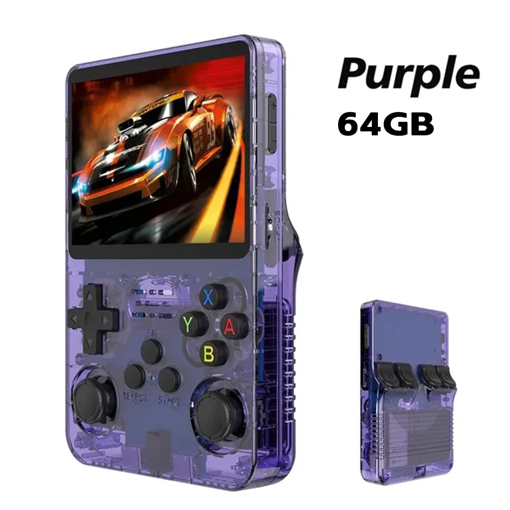 Consola de videojuegos portátil retro R36S, juego de 64GB, pantalla IPS de 3,5 pulgadas, consola de juegos portátil, regalo Linux de código abierto