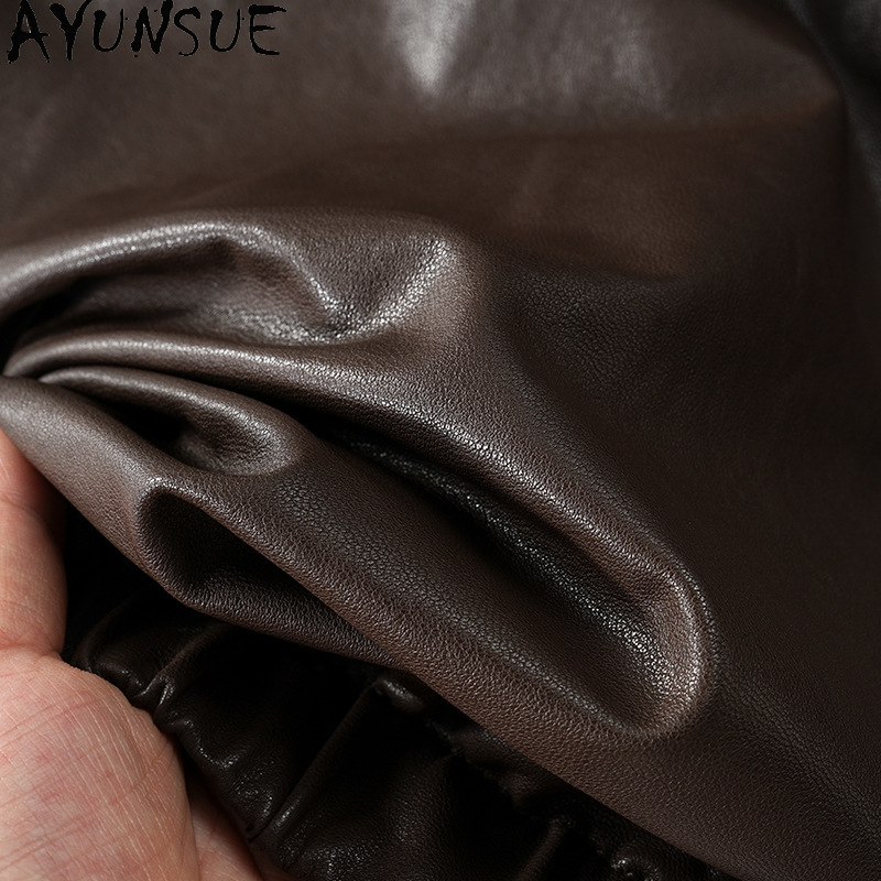 AYUNSUE Echt Leren Jas Vrouwen Echte Schapenvacht Damesjas Lente Herfst Kleding 2025, Plantaardig Looien Jaqueta De Couro