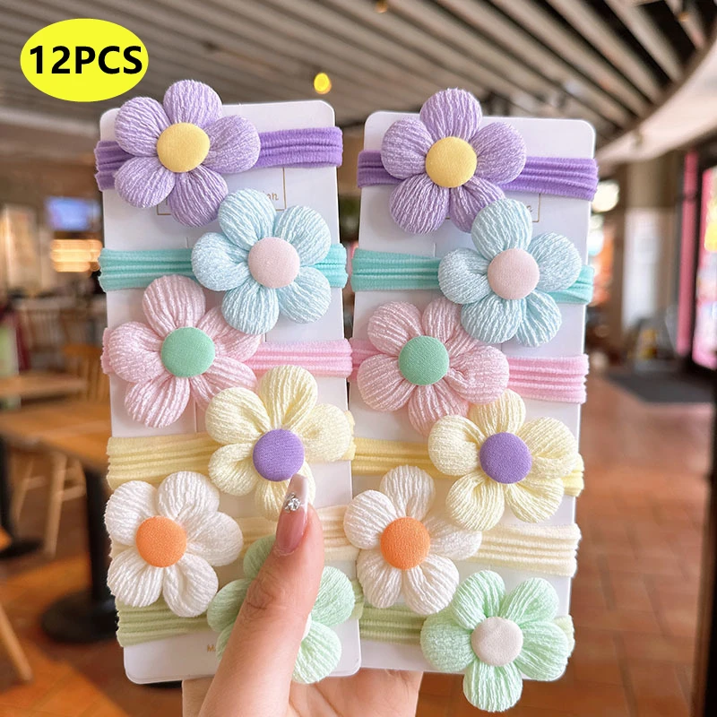 20 pçs 10 pçs acessórios de cabelo para menina elástico faixas de cabelo estilo flores anel de cabelo crianças festa de aniversário cocar