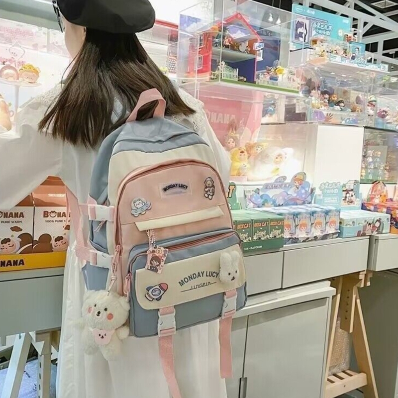 Elegant Nylon Backpack School Bag Book Bag for Teenage Girls and Kids