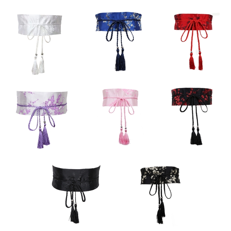 Y166 Trung Quốc Nhà Hán Hanfu Quần Áo Dây Thắt Lưng Có Tua Rua Thắt Lưng Rộng Với Mực Trung Hoa Tranh Họa Tiết Hoa