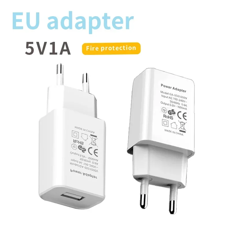 Chất Lượng EU Adapter DC 5V 1A Cổng Giao Tiếp USB Tiện Lợi Du Lịch Điện Thoại Sạc Đầu Bền Lithe Đen Trắng Châu Âu Sạc cắm