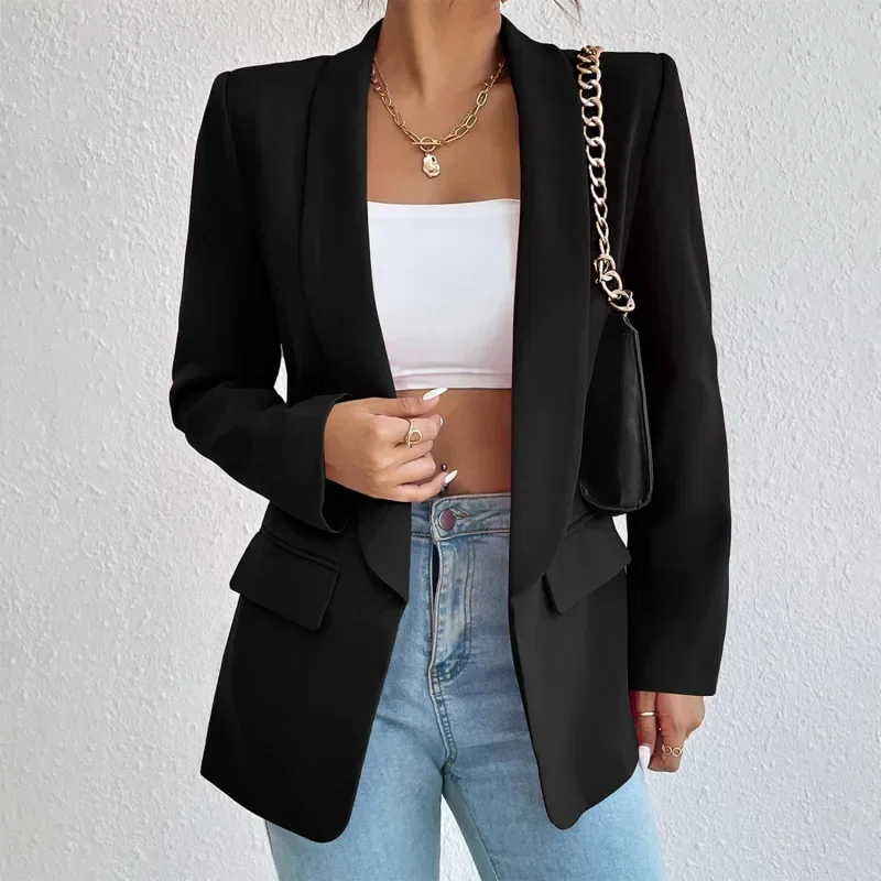 Frühling Frauen Jacke Solide Polyester Baumwolle Nicht Stretch Langarm Büro Dame Blazer Neue Mode In Outer Mäntel