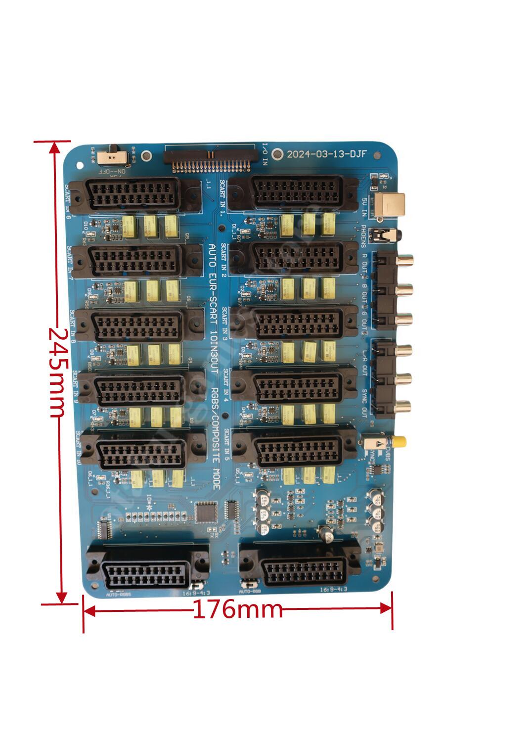 Nuevo distribuidor EUR SCART de 10 en 3 salidas, 2 Scart 1 RGBS, convertidor de vídeo RGBS automático, placa conmutador para MD/MD2/SS/PS/PS2/PS3/DC/SFC