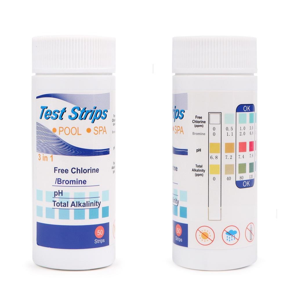 50 pz/set Strisce reattive PH cloro, carta reattiva acqua 3 in 1, strumento multiuso per durezza per piscina, SPA, acquario