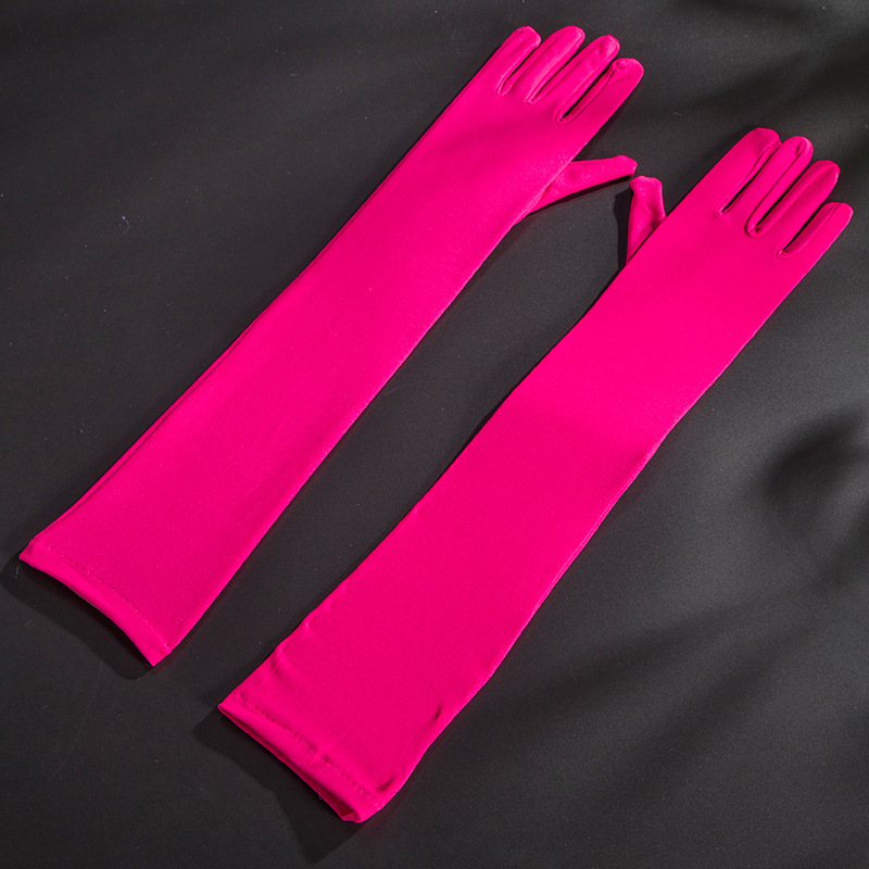 ผู้หญิงยาวSpandex Multicolor Solid Retro Cosplay Stage PerformanceยืดสูงBreathableถุงมือไดรฟ์ขี่จักรยาน