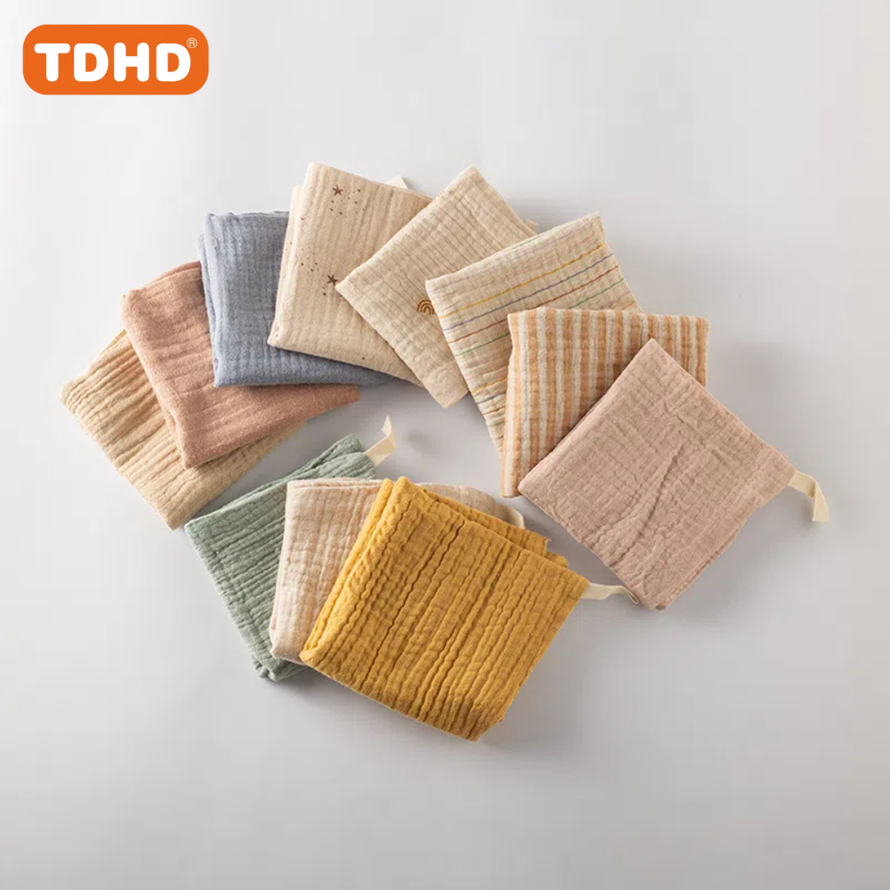 TDHD 5PC 아기 수건 신생아 용품 무슬린 사각형 유아 신생아 손 목욕 샤워 얼굴 수건 부드러운 면 거즈